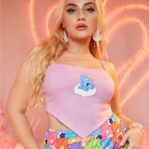 NWOT SHEIN X Care Bears Plus Bear Print Hanky Hem Cami Top